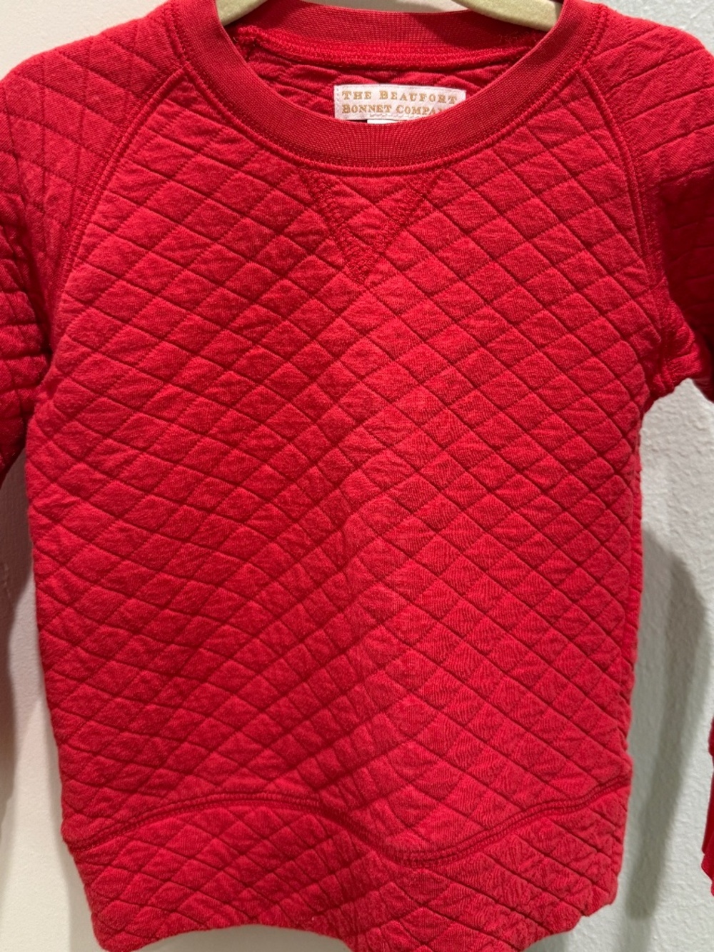 The Beaufort Bonnet Co Red Quilted Crewneck Sweater Unisex Size 2T